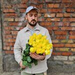 Желтые розы 50 см (Эквадор, Голландия) Yellow magic, Hammer, High yelloe flame
