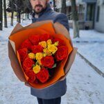 Букет "Два вида роз" желтые и оранжевые
