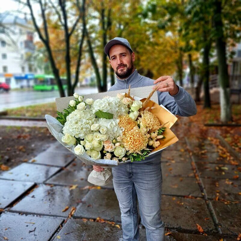 Бело-золотой букет размер "ХL"