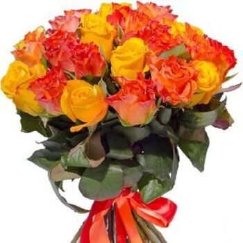 Розы Кенийские микс в теплых цветах 40см