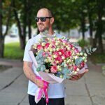 Букет Джумилия и пионовидная кустовая роза