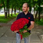 101 роза (50 см)  красная
