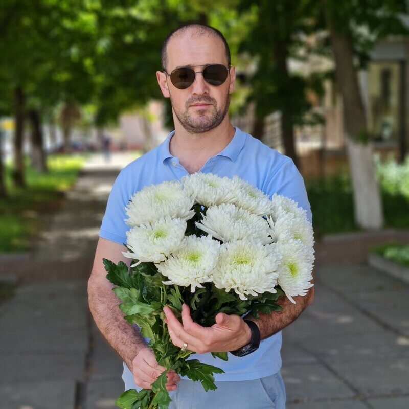 Хризантемы одноголовые белые крупные