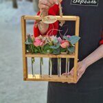 Деревянная рамочка со склянками ( Розовая гамма)