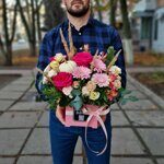 Ящичек  осенний с тыквой (розово-белый)