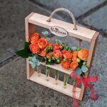 Рамочка с колбочками ( оранжевая кустовая роза)