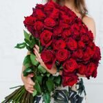 Акция 51 роза (80 см) красные