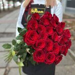 Акция 25 роз 80 см красные